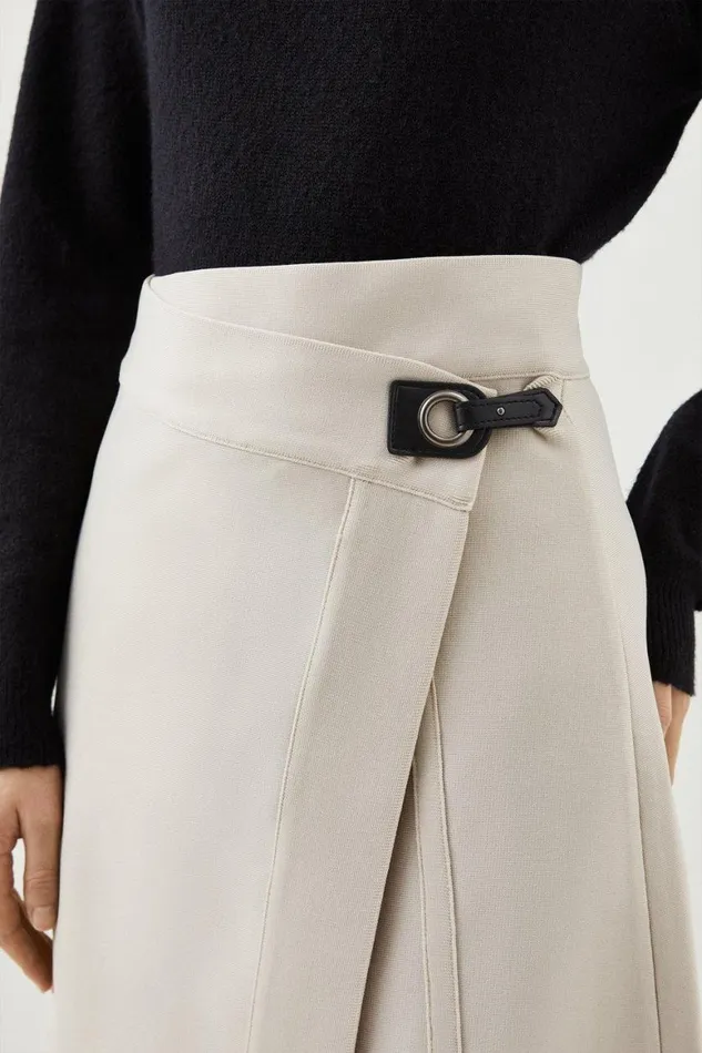 Skirts Women Karen Millen Figure Form Bandage Knit Asymmetric Midi Skirt Stone
