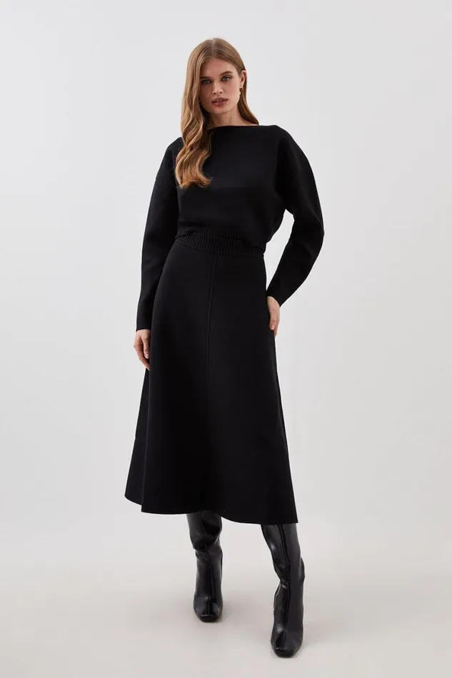 Skirts Women Karen Millen Lydia Millen Viscose Blend Milano Knit Midi Skirt Coord Black