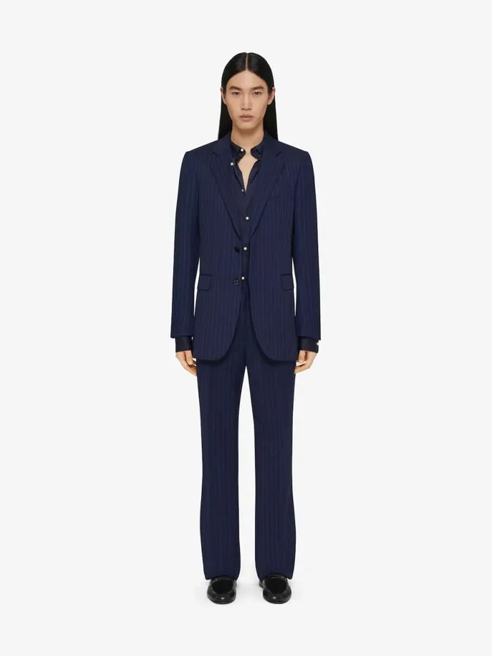 Slim Fit Striped Jacket In Wool Deep Blue Men Givenchy Coats and Jackets