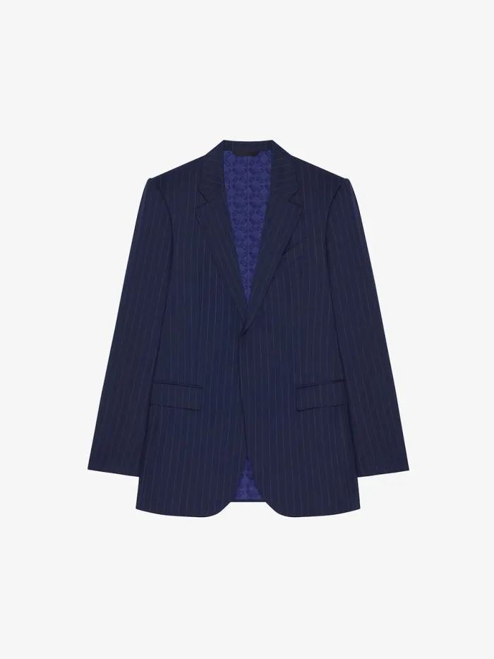 Slim Fit Striped Jacket In Wool Deep Blue Men Givenchy Coats and Jackets