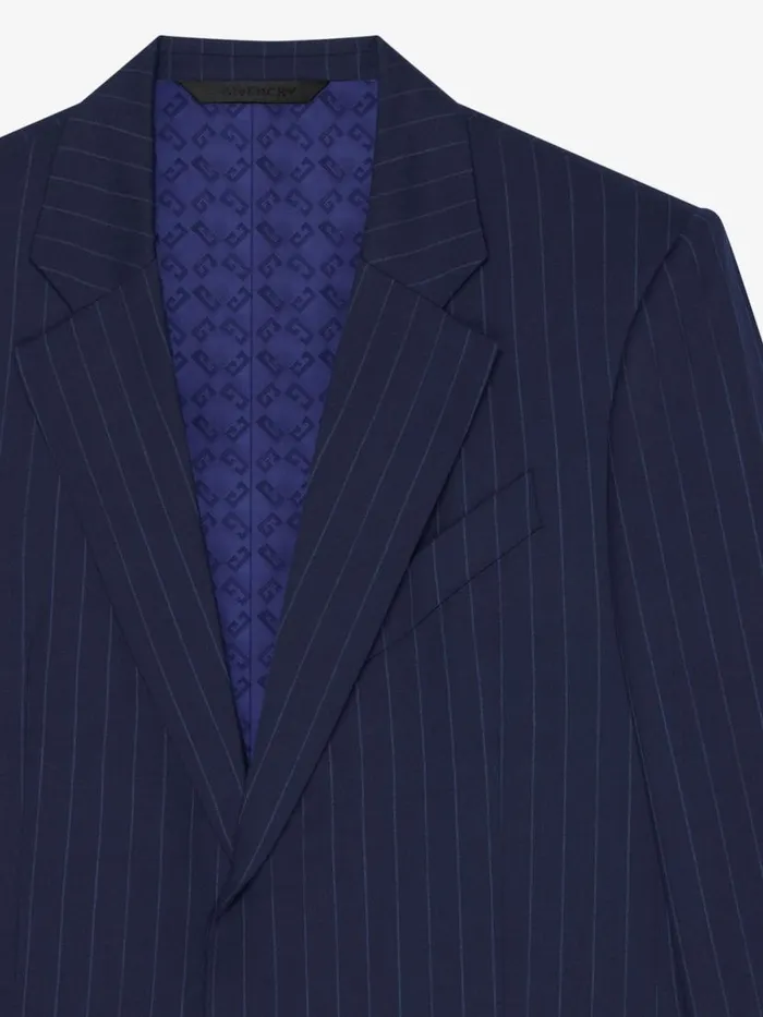 Slim Fit Striped Jacket In Wool Deep Blue Men Givenchy Coats and Jackets