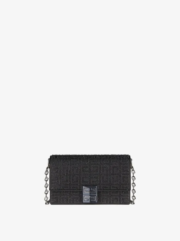Small 4g Bag In Satin With 4g Studs Strass And Chain Black Women Givenchy Shoulder Bags