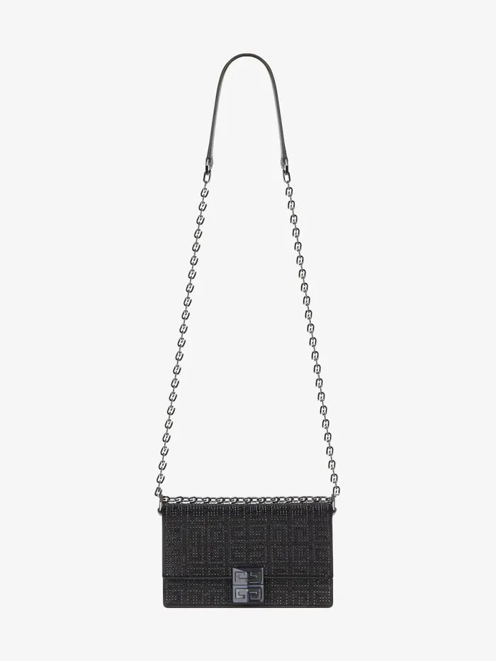 Small 4g Bag In Satin With 4g Studs Strass And Chain Black Women Givenchy Shoulder Bags