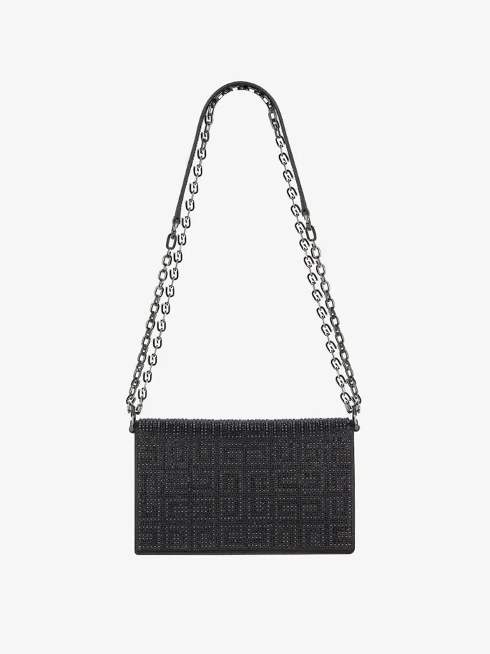 Small 4g Bag In Satin With 4g Studs Strass And Chain Black Women Givenchy Shoulder Bags