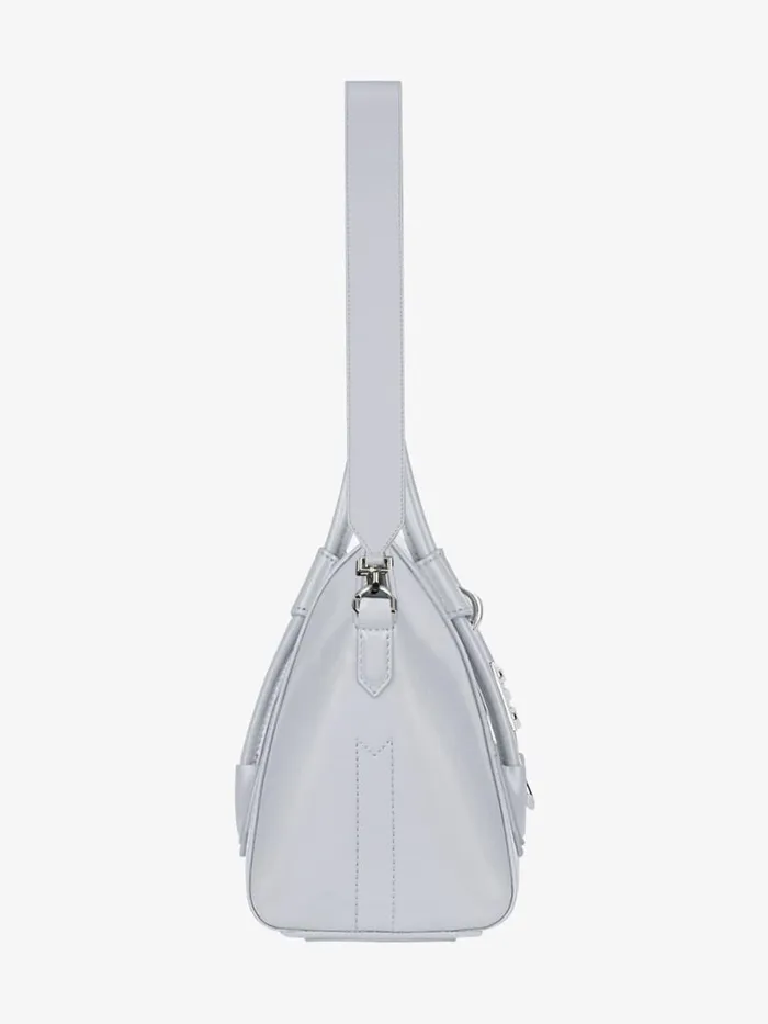 Small Antigona Lock Bag In Box Leather Light Grey Women Givenchy Antigona