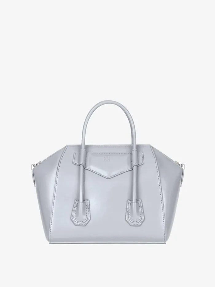 Small Antigona Lock Bag In Box Leather Light Grey Women Givenchy Antigona