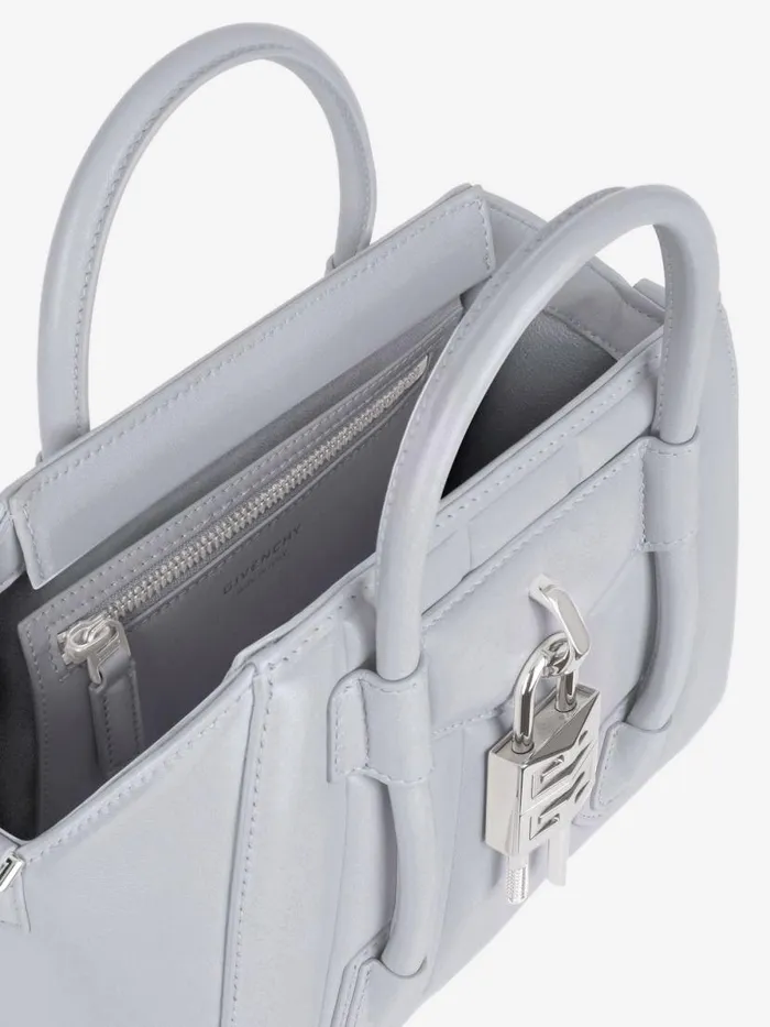 Small Antigona Lock Bag In Box Leather Light Grey Women Givenchy Antigona