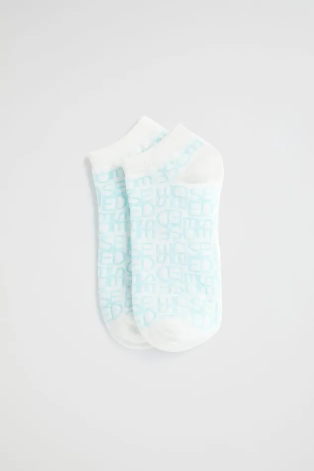 Socks and Tights Woman Seed Heritage Jacquard Logo Ankle Sock Shimmer Blue
