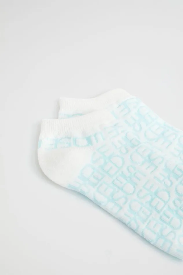Socks and Tights Woman Seed Heritage Jacquard Logo Ankle Sock Shimmer Blue