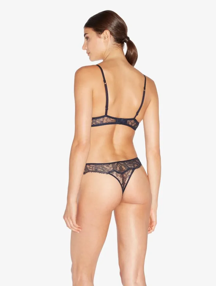 Soft Bralette In Steel Blue And Black With Leavers Lace Lingerie La Perla Bralette