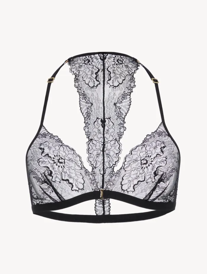 Soft Triangle Bra In Black With Leavers Lace Lingerie La Perla Triangle