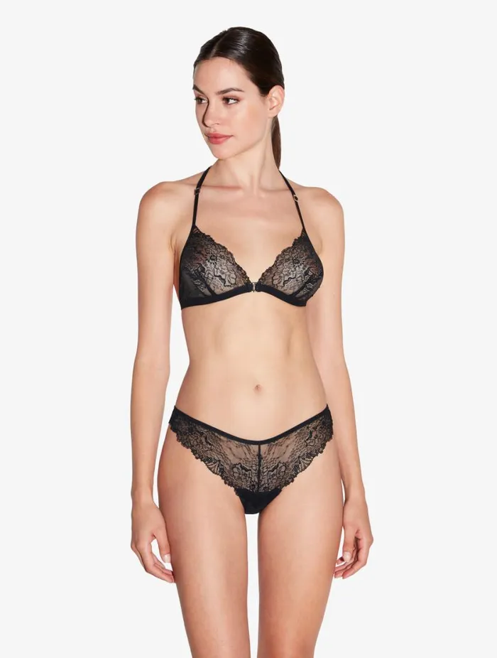 Soft Triangle Bra In Black With Leavers Lace Lingerie La Perla Triangle