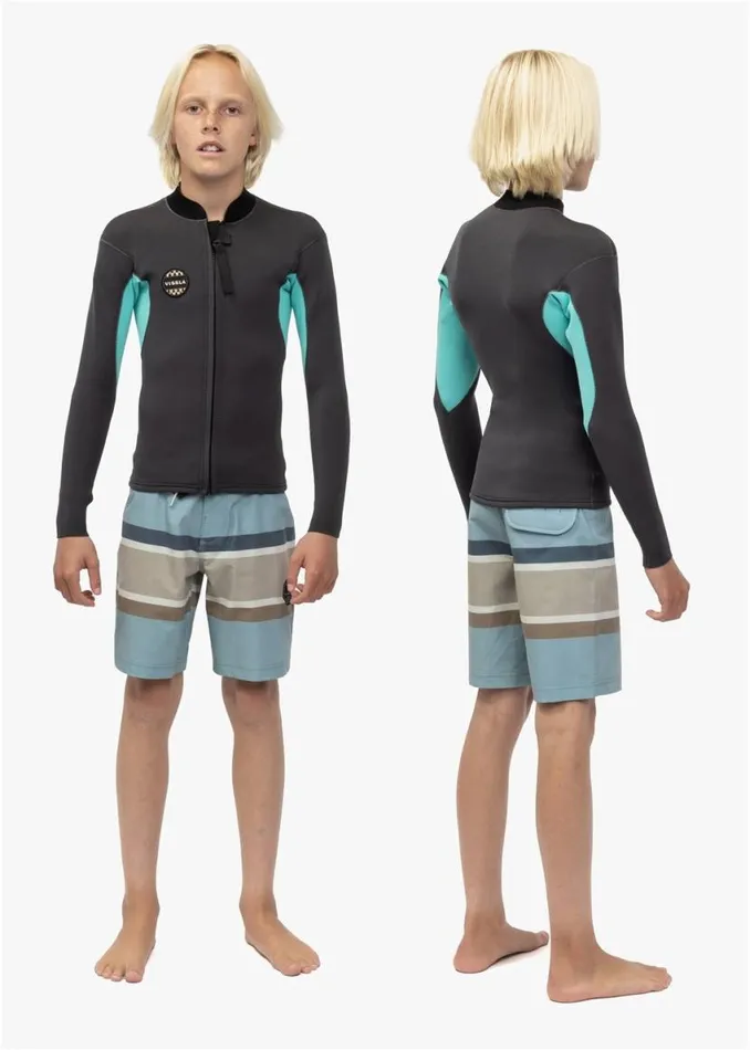Solid Set Boys 2Mm Ls Wetsuit Jacket Phantom Men Vissla Youth