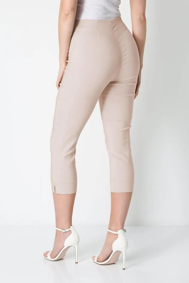 Stone Elastic Waist Stretch Cropped Trousers Women Roman Coords