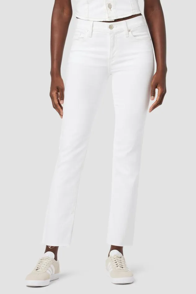 Straight Women Hudson Jeans Nico MidRise Straight Ankle W Slit Hem Spring White