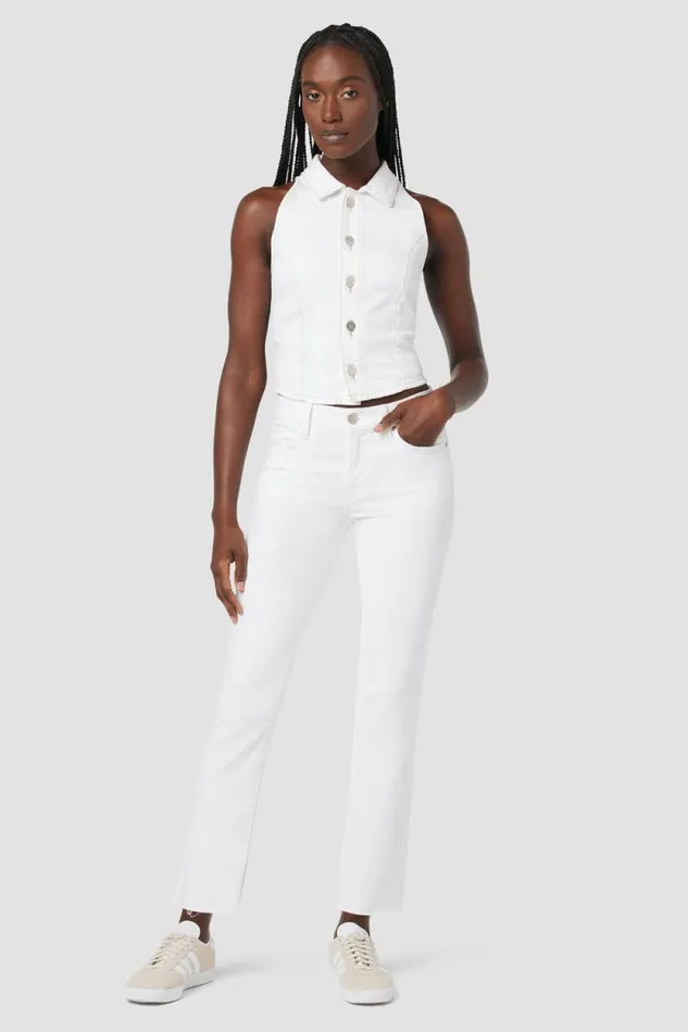 Straight Women Hudson Jeans Nico MidRise Straight Ankle W Slit Hem Spring White Straight Women Hudson Jeans Nico MidRise Straight Ankle W Slit Hem Spring White