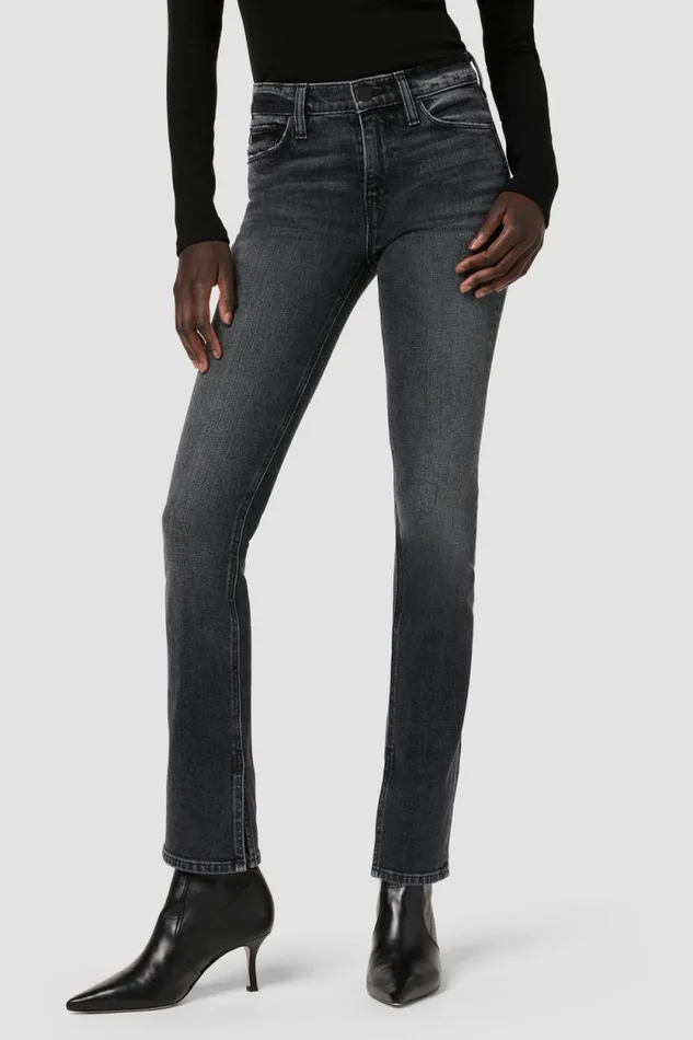 Straight Women Hudson Jeans Nico MidRise Straight Jean W Slit Hem Black Star