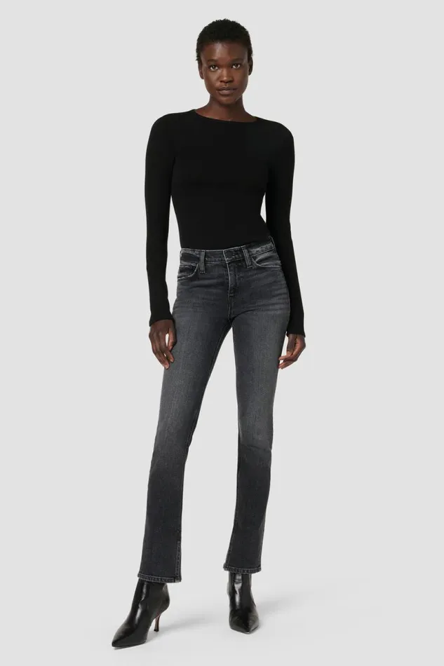 Straight Women Hudson Jeans Nico MidRise Straight Jean W Slit Hem Black Star Straight Women Hudson Jeans Nico MidRise Straight Jean W Slit Hem Black Star
