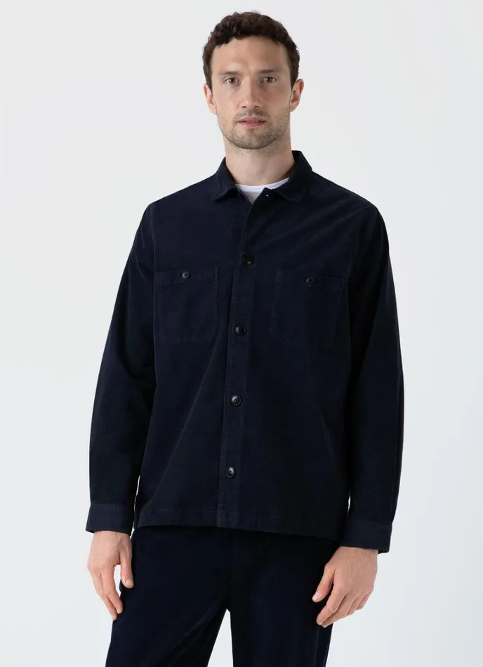 SUNSPEL Jackets and Coats Cellular Cord Overshirt Navy 8211 Men