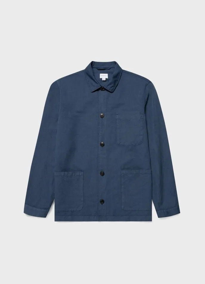 SUNSPEL Jackets and Coats Cotton Linen Twin Pocket Jacket Shale Blue 8211 Men