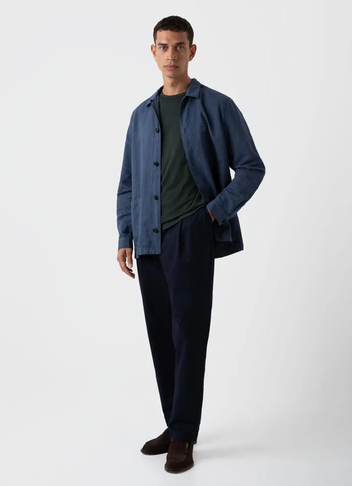 SUNSPEL Jackets and Coats Cotton Linen Twin Pocket Jacket Shale Blue 8211 Men