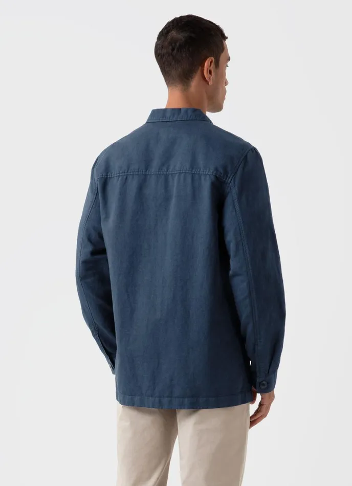 SUNSPEL Jackets and Coats Cotton Linen Twin Pocket Jacket Shale Blue 8211 Men