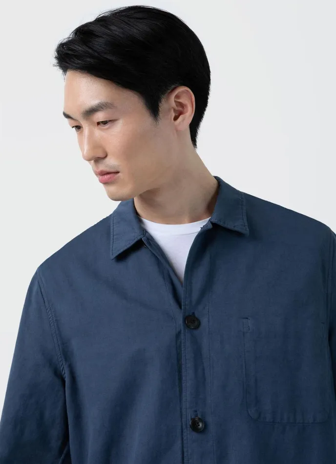 SUNSPEL Jackets and Coats Cotton Linen Twin Pocket Jacket Shale Blue 8211 Men
