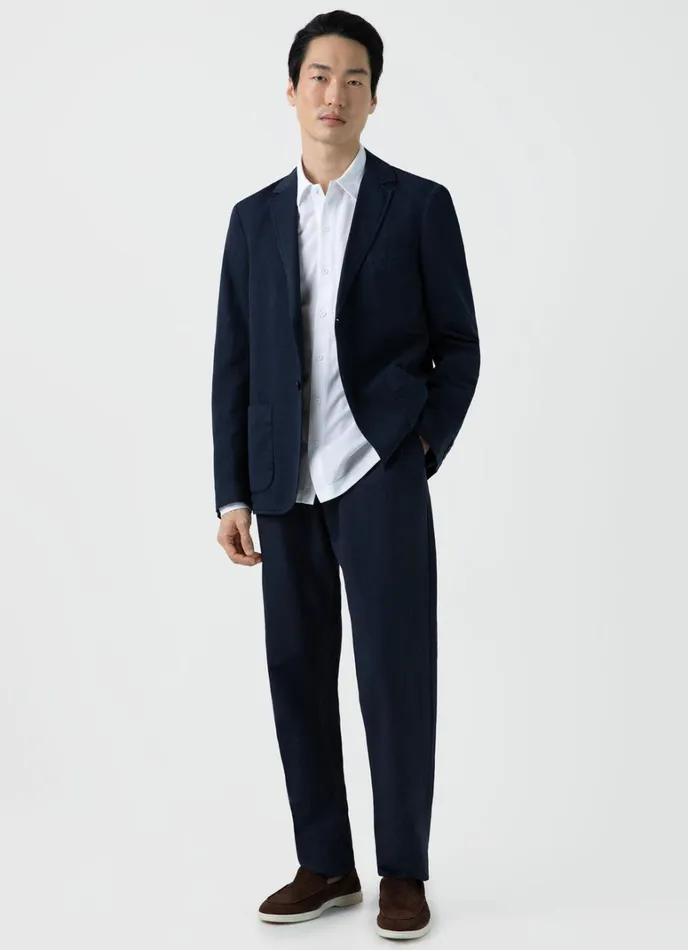 SUNSPEL Jackets and Coats Cotton Linen Unstructured Blazer Navy 8211 Men