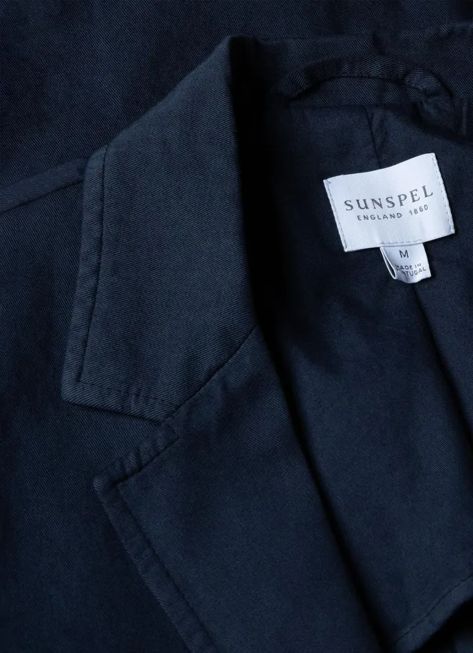 SUNSPEL Jackets and Coats Cotton Linen Unstructured Blazer Navy 8211 Men
