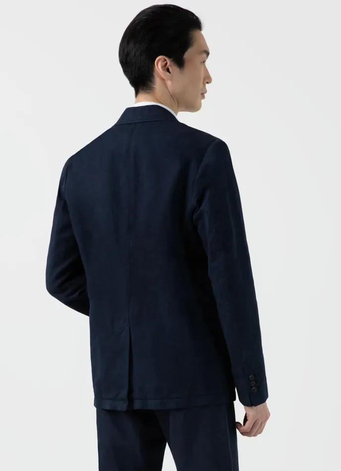 SUNSPEL Jackets and Coats Cotton Linen Unstructured Blazer Navy 8211 Men