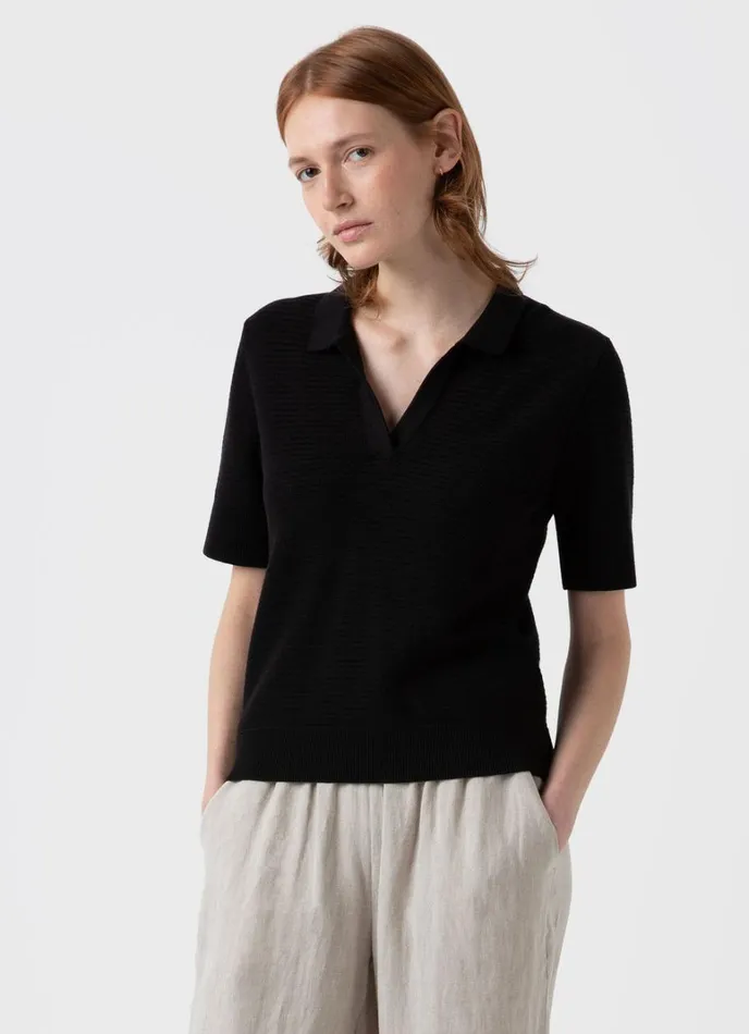 SUNSPEL Knitwear Archive Knit Polo Black 8211 Women