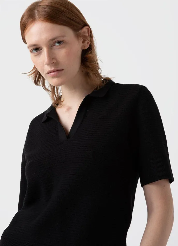 SUNSPEL Knitwear Archive Knit Polo Black 8211 Women