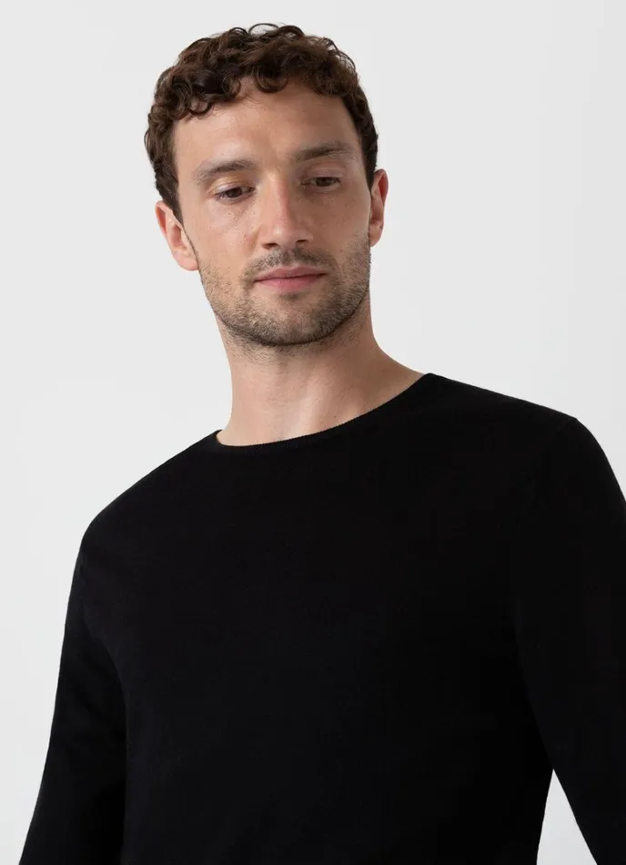 SUNSPEL Knitwear ExtraFine Merino Crew Neck Black 8211 Men