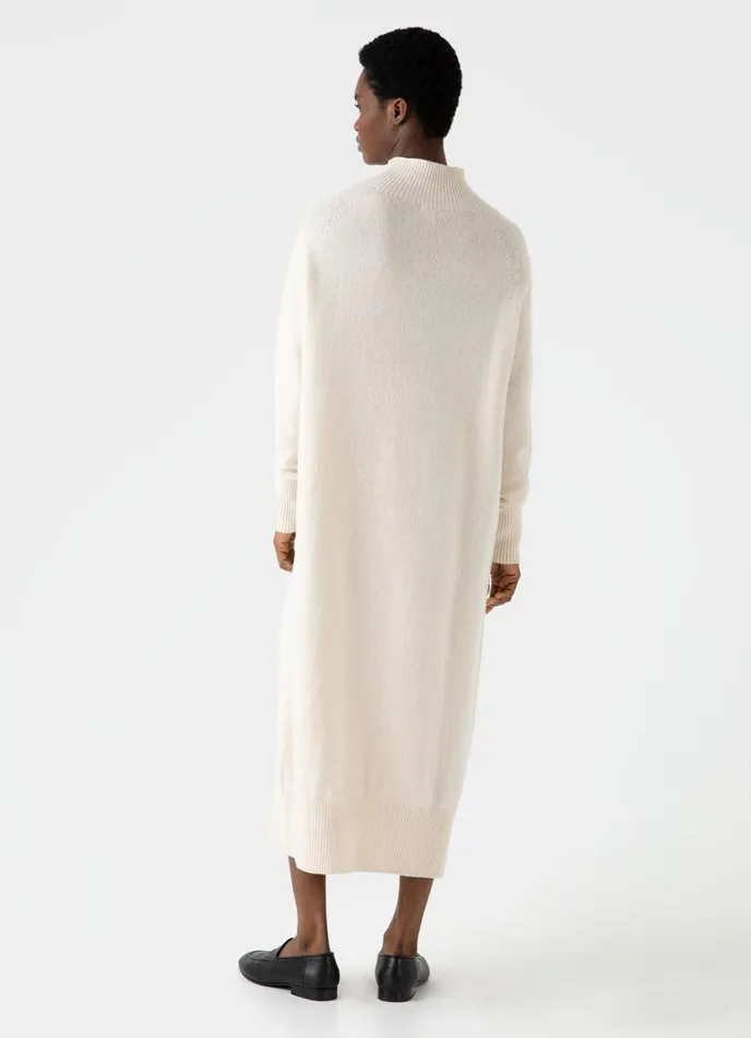 SUNSPEL Knitwear Lambswool Funnel Neck Dress Ecru 8211 Women