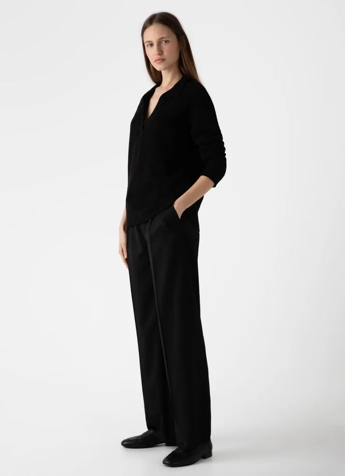SUNSPEL Knitwear Lambswool Polo Jumper Black 8211 Women