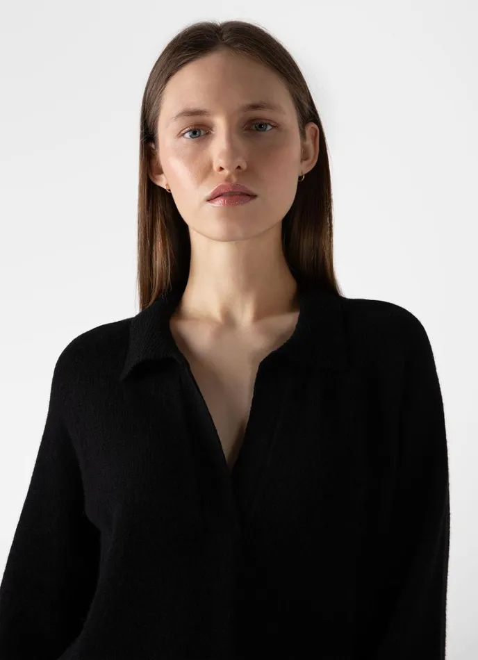 SUNSPEL Knitwear Lambswool Polo Jumper Black 8211 Women