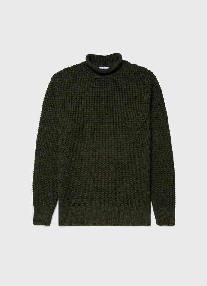 SUNSPEL Knitwear Merino Fisherman Jumper Dark Olive 8211 Men