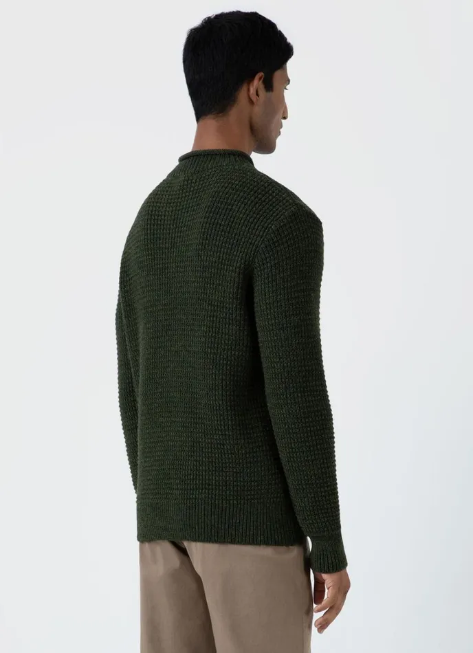 SUNSPEL Knitwear Merino Fisherman Jumper Dark Olive 8211 Men