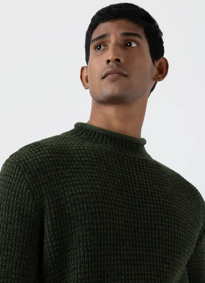 SUNSPEL Knitwear Merino Fisherman Jumper Dark Olive 8211 Men