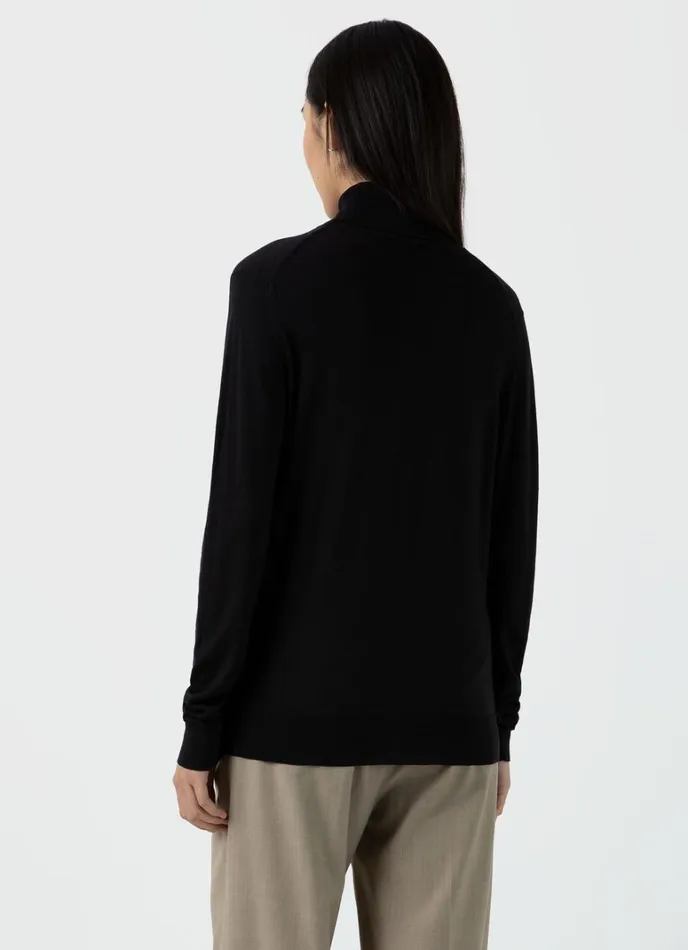 SUNSPEL Knitwear Merino Silk Roll Neck Jumper Black 8211 Women