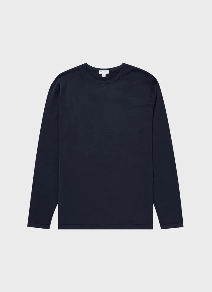 SUNSPEL Knitwear Sea Island Cotton Crew Neck Jumper Light Navy 8211 Men