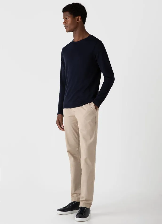 SUNSPEL Knitwear Sea Island Cotton Crew Neck Jumper Light Navy 8211 Men