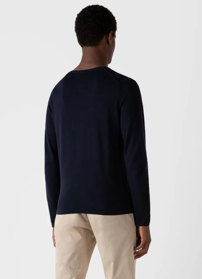 SUNSPEL Knitwear Sea Island Cotton Crew Neck Jumper Light Navy 8211 Men