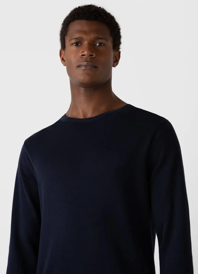 SUNSPEL Knitwear Sea Island Cotton Crew Neck Jumper Light Navy 8211 Men