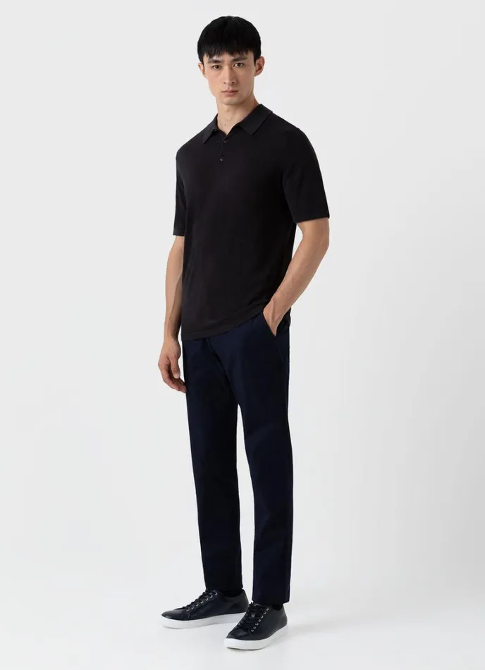 SUNSPEL Knitwear Sea Island Cotton Polo Shirt Black 8211 Men