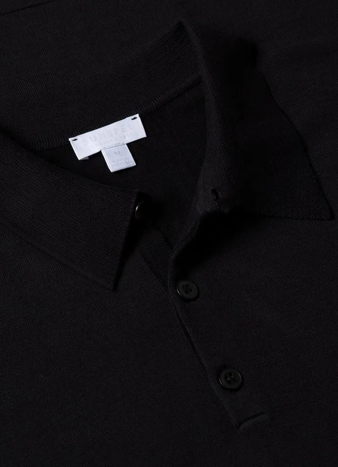 SUNSPEL Knitwear Sea Island Cotton Polo Shirt Black 8211 Men