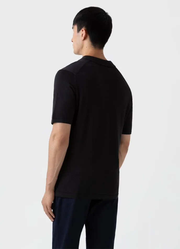 SUNSPEL Knitwear Sea Island Cotton Polo Shirt Black 8211 Men
