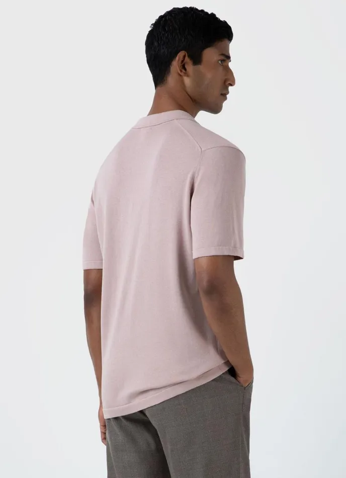 SUNSPEL Knitwear Sea Island Cotton Polo Shirt Pale Pink 8211 Men