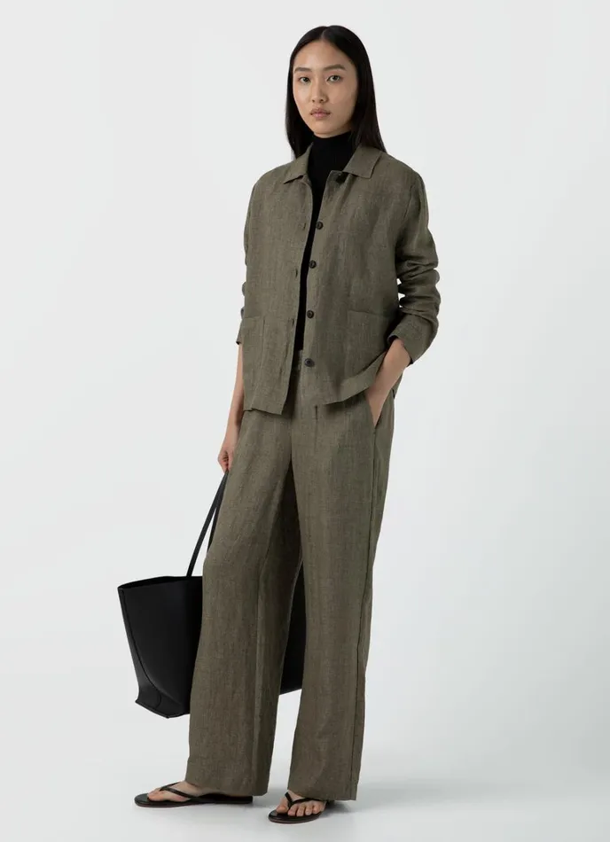 SUNSPEL Pants Drawstring Wide Leg Trouser Khaki 8211 Women