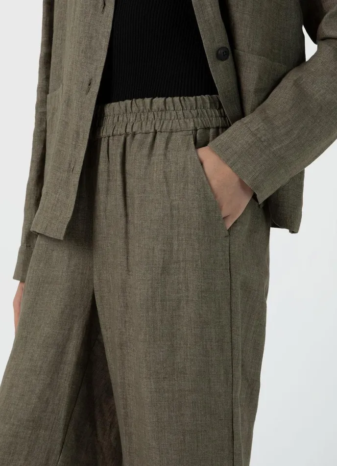 SUNSPEL Pants Drawstring Wide Leg Trouser Khaki 8211 Women